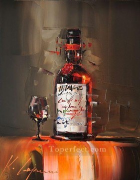 By Palette Knife Painting - Wine in brown KG by knife